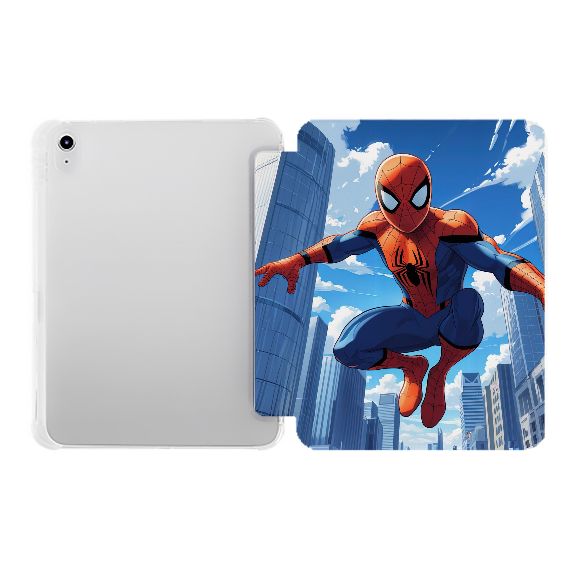 （画像用） Spider Man スパイダーマン IPad ケース ペン収納付き 三つ折りスタンド PUレザー×シリコン 対応機種9.5/10.5/10.9インチ
